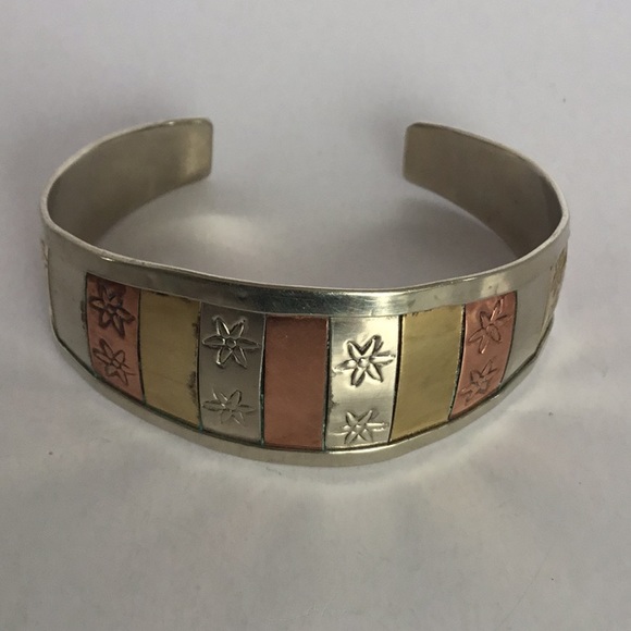 Tri Metal Cuff Bracelet - Picture 1 of 4